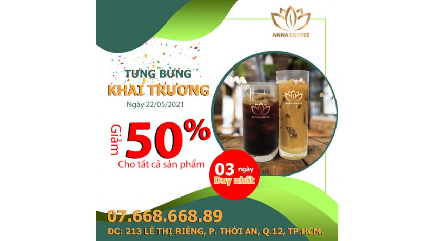 TƯNG BỪNG KHAI TRƯƠNG ĐẾN ANNA COFFEE  – ORDER LIỀN TAY NHẬN NGAY ƯU ĐÃI