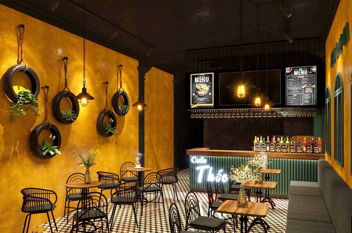 thiết kế quán cafe nhỏ đẹp giá rẻ