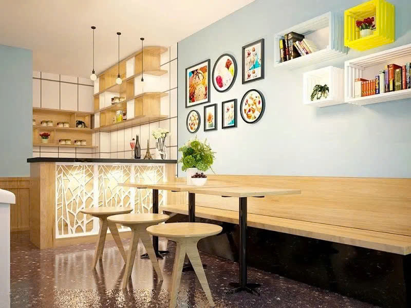 thiết kế quán cafe đẹp ngang 4m