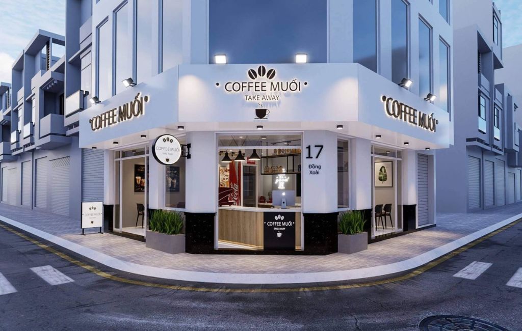 thiết kế quán cafe 2 mặt tiền đẹp