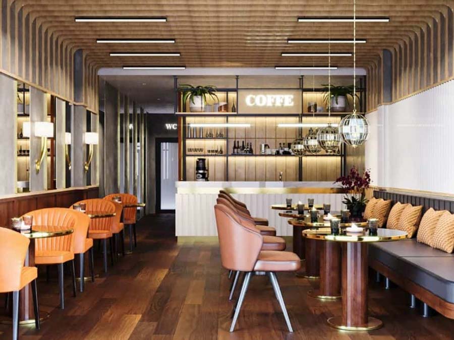 thiết kế quán cafe đẹp ngang 4m